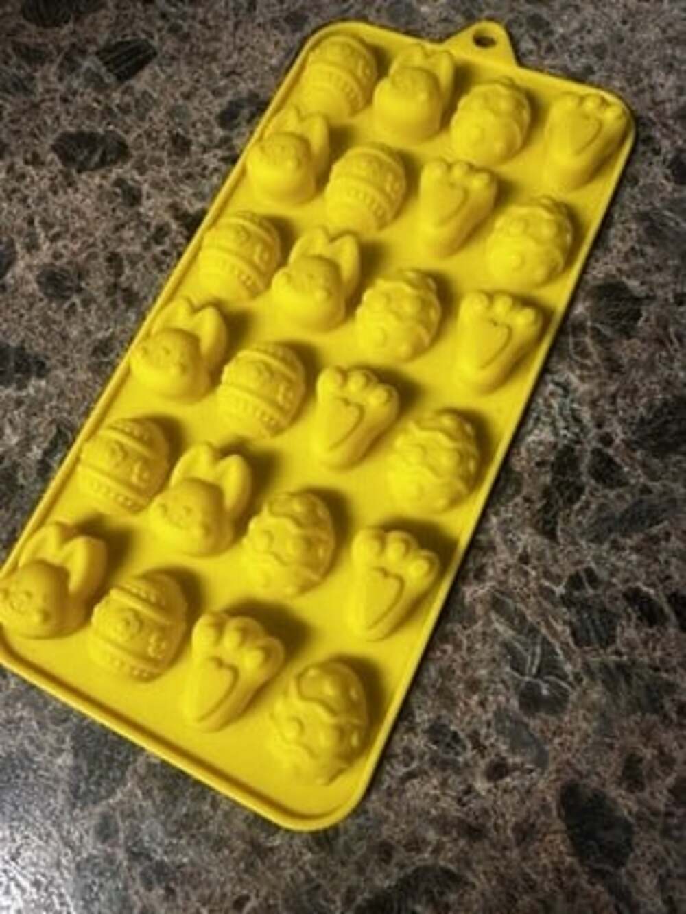Yellow Flexible Silicone Easter Ice Cube Mold Tray, 24 Cavities Bunny Egg Chick